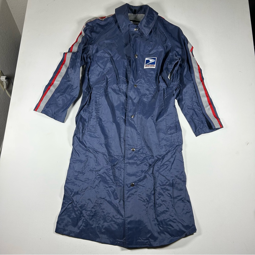 Vintage Usps Full Length Rain Coat Size Small No Hood Blauer Brand